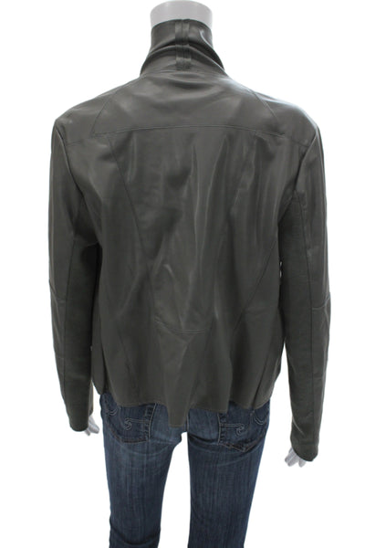 Bagatelle Womens Dark Gray Polyurethane Jacket Zip High Neck Long Sleeve Size M