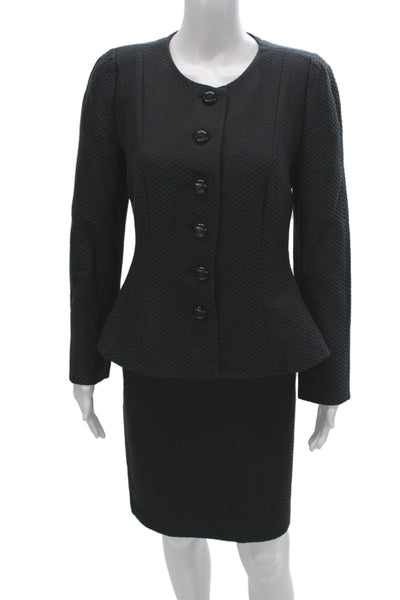 Armani Collezioni Women's Button Closure Two Piece Skirt Suit Black Size 10