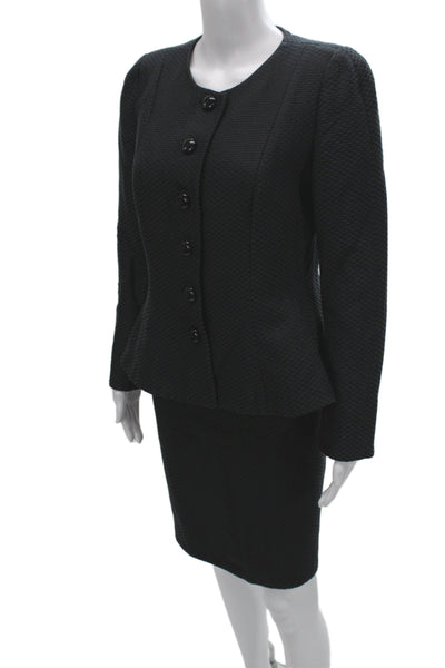 Armani Collezioni Women's Button Closure Two Piece Skirt Suit Black Size 10