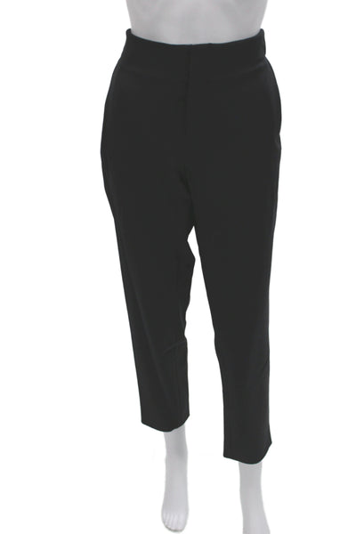 Piazza Sempione Women Black Cropped Ankle Dress Pants Virgin Wool Size 44
