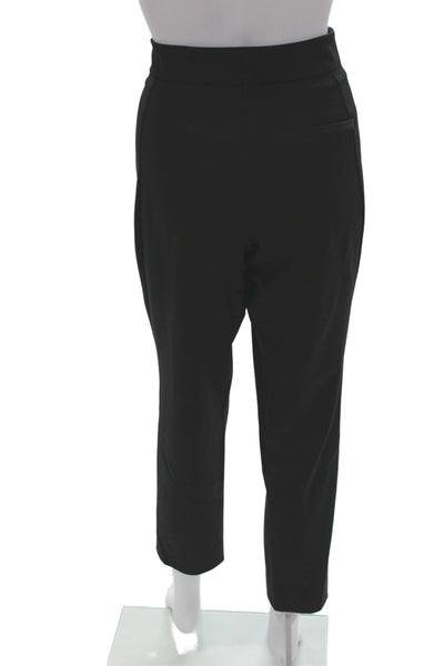 Piazza Sempione Women Black Cropped Ankle Dress Pants Virgin Wool Size 44