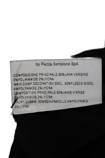 Piazza Sempione Women Black Cropped Ankle Dress Pants Virgin Wool Size 44
