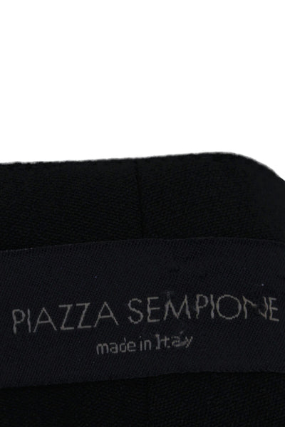 Piazza Sempione Women Black Cropped Ankle Dress Pants Virgin Wool Size 44