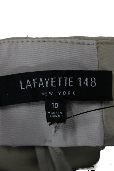 Lafayette 148 New York Womens Beige Cropped Ankle Dress Pants Zip Size 10