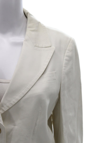 Carolina Herrera Unisex Beige Collared Blazer Long Sleeve Cotton Viscose Size S