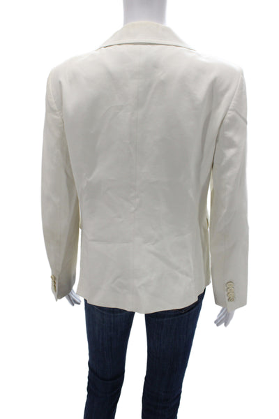 Carolina Herrera Unisex Beige Collared Blazer Long Sleeve Cotton Viscose Size S