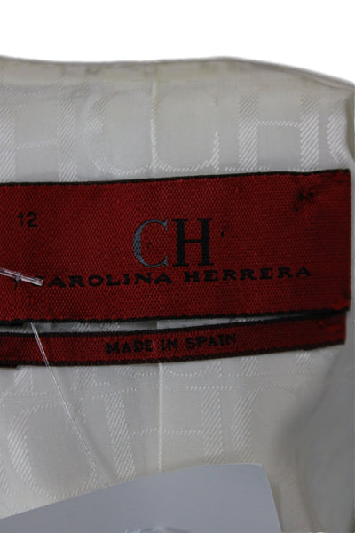 Carolina Herrera Unisex Beige Collared Blazer Long Sleeve Cotton Viscose Size S
