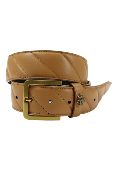 Kurt Geiger London Womens Leather Quilted Gold Tone Belt Brown Size Extra Small