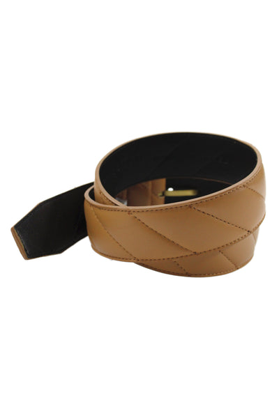 Kurt Geiger London Womens Leather Quilted Gold Tone Belt Brown Size Extra Small