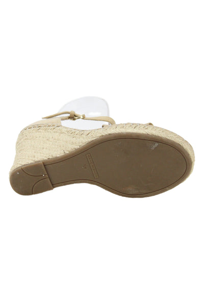 Marc Fisher Womens Suede Espadrille Wedge Sandals Beige Size 7.5 Medium