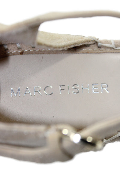 Marc Fisher Womens Suede Espadrille Wedge Sandals Beige Size 7.5 Medium