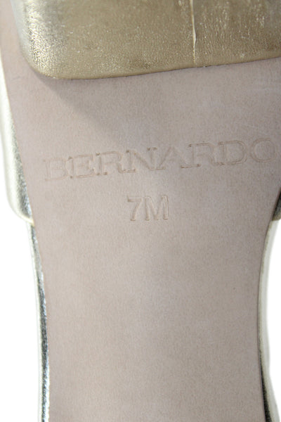 Bernardo Womens Leather Platform Ankle Strap Sandal Heels Gold Size 7 Medium