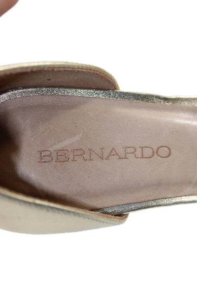 Bernardo Womens Leather Platform Ankle Strap Sandal Heels Gold Size 7 Medium
