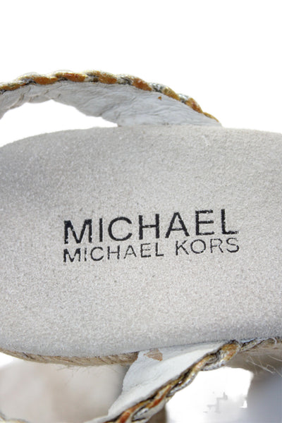Michael Michael Kors Womens Woven Espadrille Wedge Sandals Gold Size 7.5