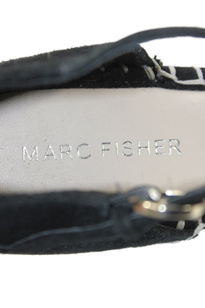 Marc Fisher Womens Suede Espadrille Wedge Sandals Black Size 7.5 Medium