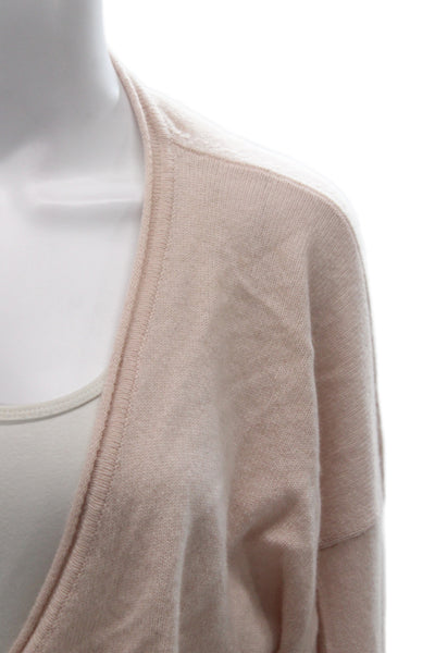 525 Unisex 100% Cashmere V Neck Beige Drawstring Long Sleeve Sweater Size XS
