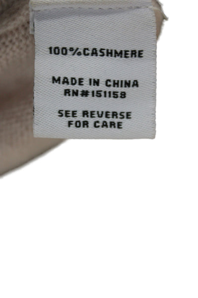 525 Unisex 100% Cashmere V Neck Beige Drawstring Long Sleeve Sweater Size XS
