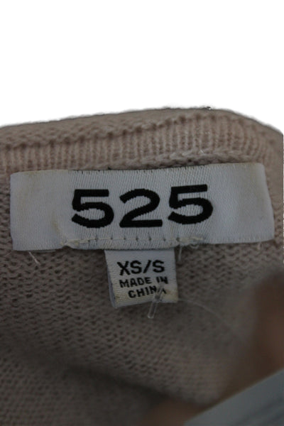 525 Unisex 100% Cashmere V Neck Beige Drawstring Long Sleeve Sweater Size XS
