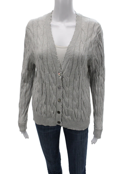 Minnie Rose Unisex Cardigan Gray V-Neck Button Cotton Long Sleeve Size S
