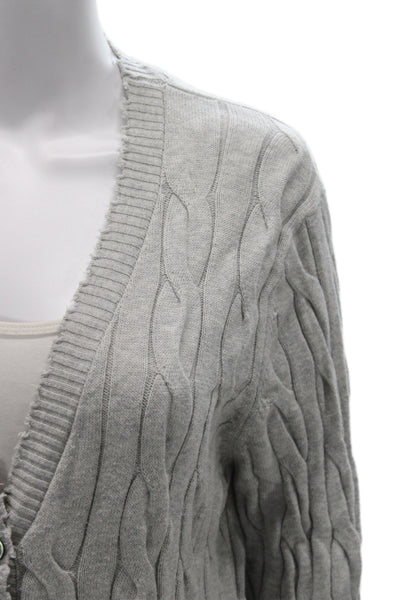 Minnie Rose Unisex Cardigan Gray V-Neck Button Cotton Long Sleeve Size S