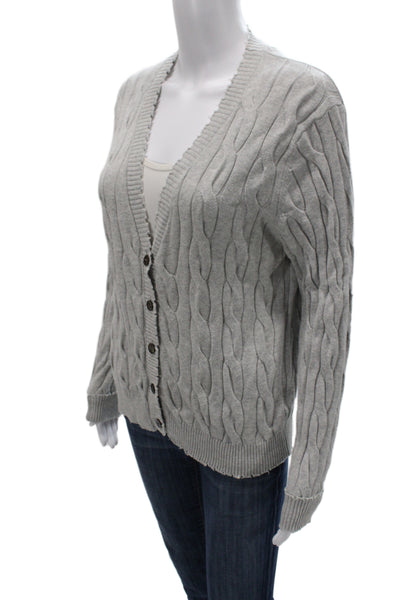 Minnie Rose Unisex Cardigan Gray V-Neck Button Cotton Long Sleeve Size S