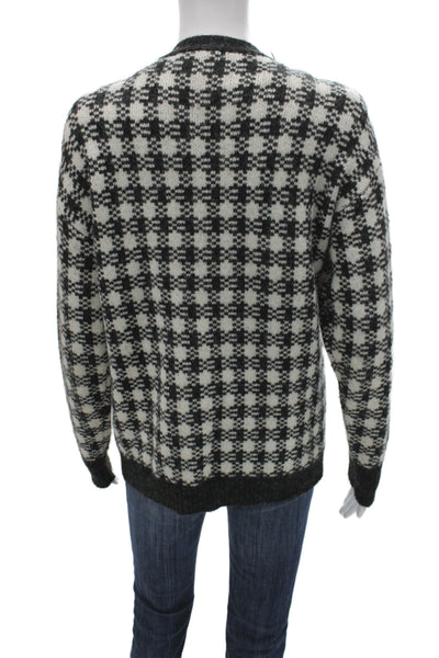 Heartloom Unisex Black Check V-Neck Long Sleeve Button Cardigan Size S