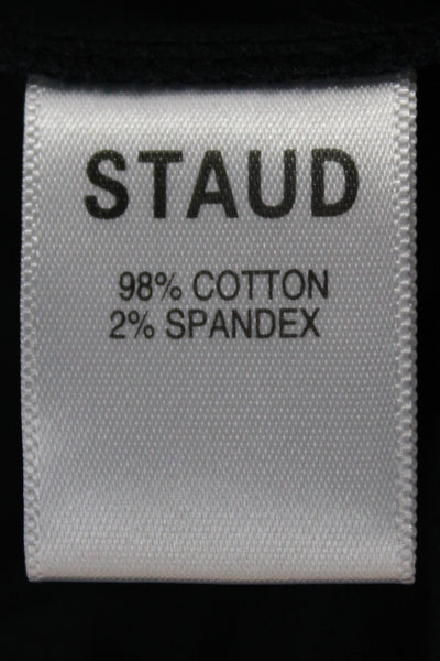 Staud Women Black Square Neck Tank 98% Cotton 2% Spandex Designer Size S