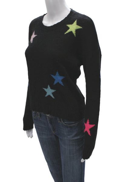 Rails Unisex Pullover Sweater Black Wool Blend Crew Neck Stars Graphic Size M