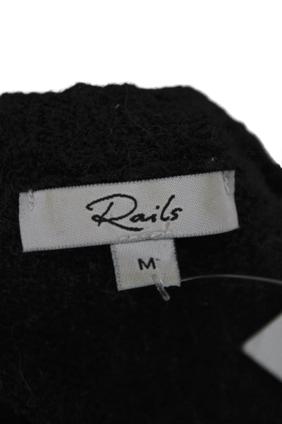 Rails Unisex Pullover Sweater Black Wool Blend Crew Neck Stars Graphic Size M