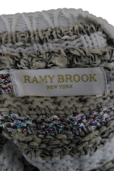 Ramy Brook Unisex Beige Striped Cotton Cardigan Button Long Sleeve Size XS