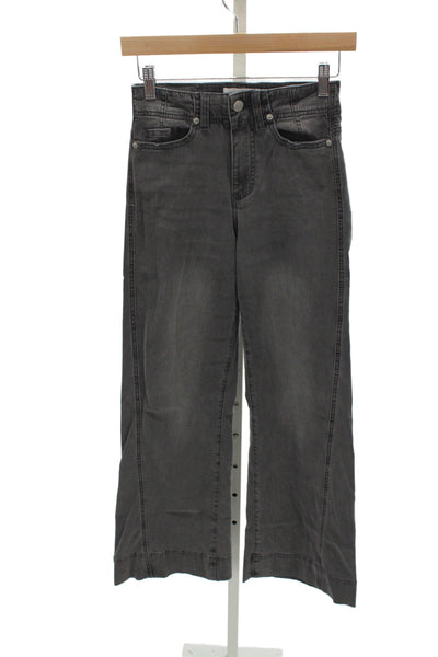 Dear John Womens Cropped Wide Leg Mid Rise Dark Gray Jeans Size 24