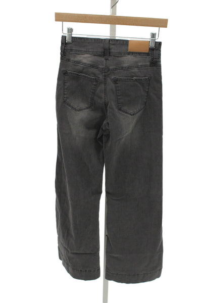 Dear John Womens Cropped Wide Leg Mid Rise Dark Gray Jeans Size 24