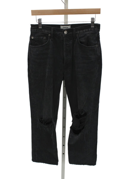 Agolde Womens Boyfriend Cropped Jeans Black High Rise 25 Inseam Size 26