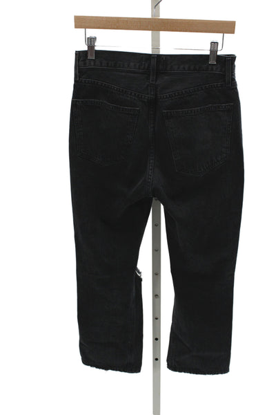 Agolde Womens Boyfriend Cropped Jeans Black High Rise 25 Inseam Size 26