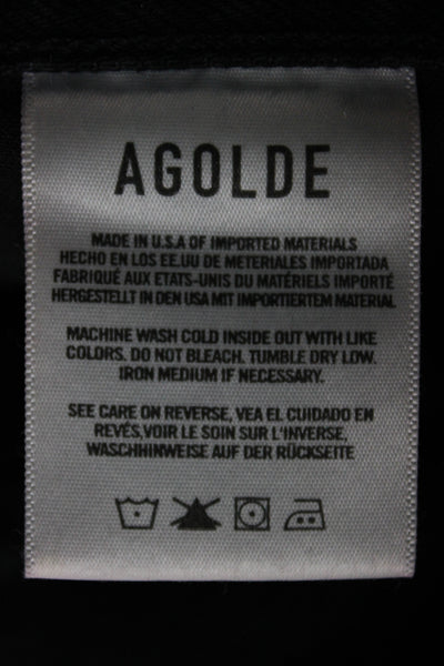 Agolde Womens Boyfriend Cropped Jeans Black High Rise 25 Inseam Size 26