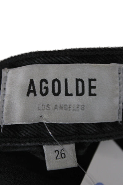 Agolde Womens Boyfriend Cropped Jeans Black High Rise 25 Inseam Size 26