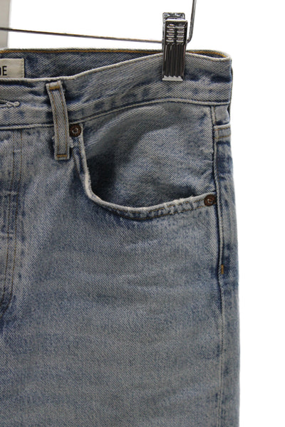 Agolde Women Cropped Straight Jeans Light Blue High Rise Petite Size 24