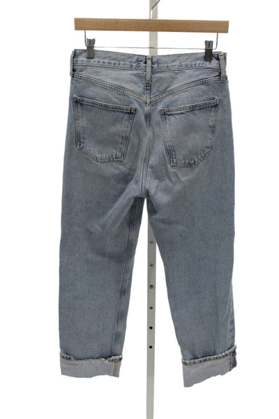 Agolde Women Cropped Straight Jeans Light Blue High Rise Petite Size 24
