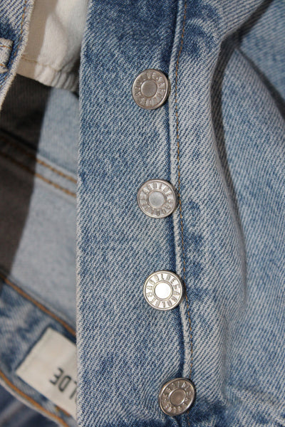 Agolde Women Cropped Straight Jeans Light Blue High Rise Petite Size 24