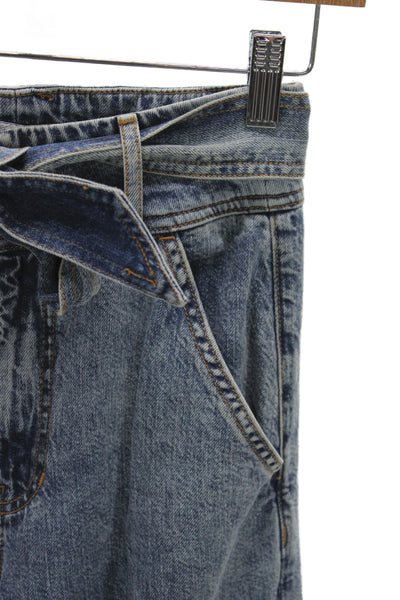 Veronica Beard Womens Paperbag Wide-Leg High-Rise Jeans Blue Cotton Size 24