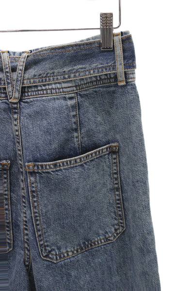 Veronica Beard Womens Paperbag Wide-Leg High-Rise Jeans Blue Cotton Size 24