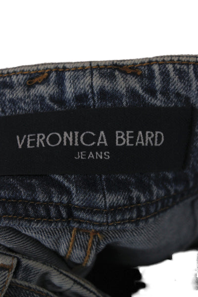 Veronica Beard Womens Paperbag Wide-Leg High-Rise Jeans Blue Cotton Size 24
