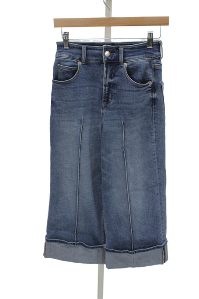 Dear John Unisex Bermuda Shorts Blue High Rise Button Cotton Size 24
