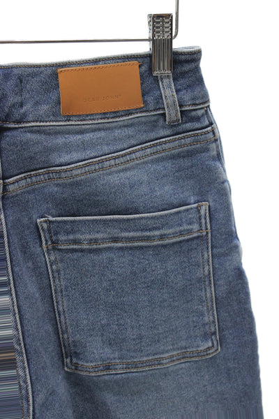 Dear John Unisex Bermuda Shorts Blue High Rise Button Cotton Size 24
