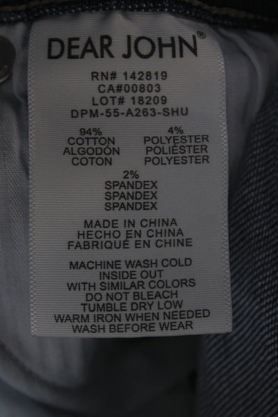 Dear John Unisex Bermuda Shorts Blue High Rise Button Cotton Size 24