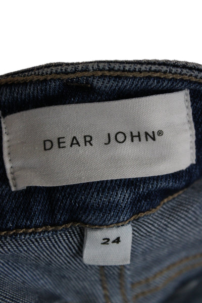 Dear John Unisex Bermuda Shorts Blue High Rise Button Cotton Size 24