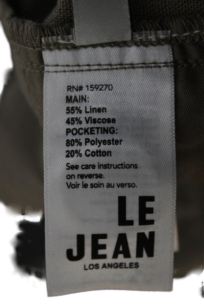 Le Jean Unisex Capri Cargo Cropped Pants Brown Linen Viscose Button Size 25