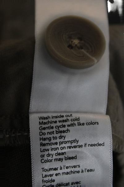 Le Jean Unisex Capri Cargo Cropped Pants Brown Linen Viscose Button Size 25