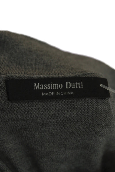 Massimo Dutti Women Collared Button Pullover Gray Cotton Long Sleeve Size M