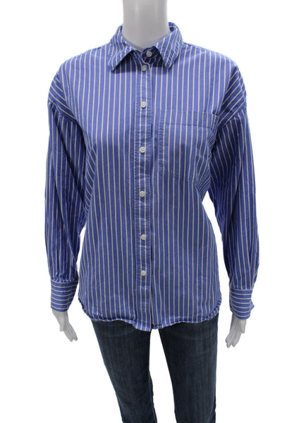J Crew Women Striped Collared Cotton Button-Up Shirt Long Sleeve Size XS